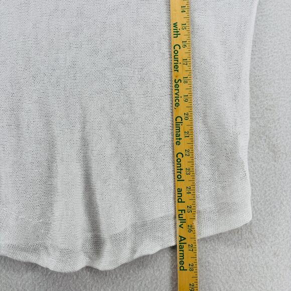 EILEEN FISHER Sweater L Organic Linen Short Sleeve Boat Neck Sheer White - Picture 11 of 12